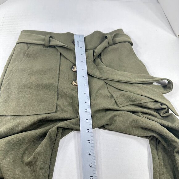 Derek Heart Women's Size Medium Pant Olive Green With Tie Belt Preowned - Picture 10 of 13